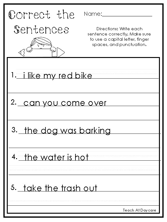 10 Correct The Sentences Printable Worksheets In PDF File 1st Grade 2nd 