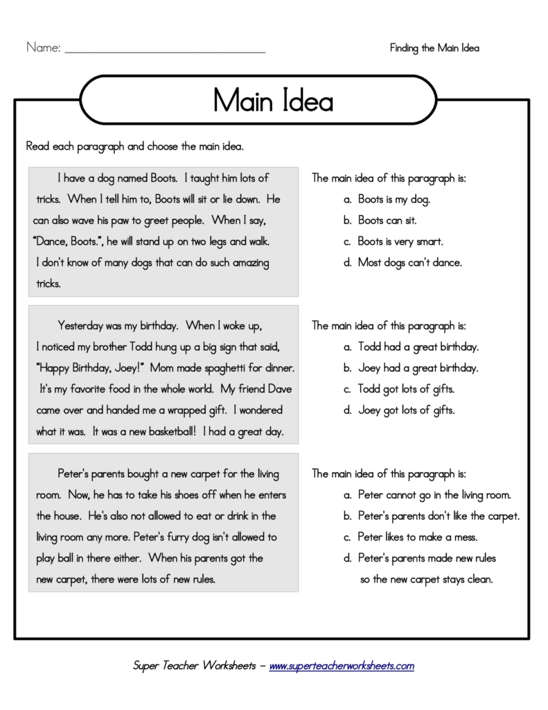 10 Lovely 3Rd Grade Main Idea Passages 2021