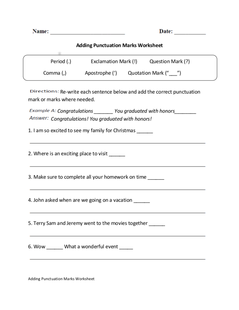 10 Punctuation Worksheet Examples In PDF Examples