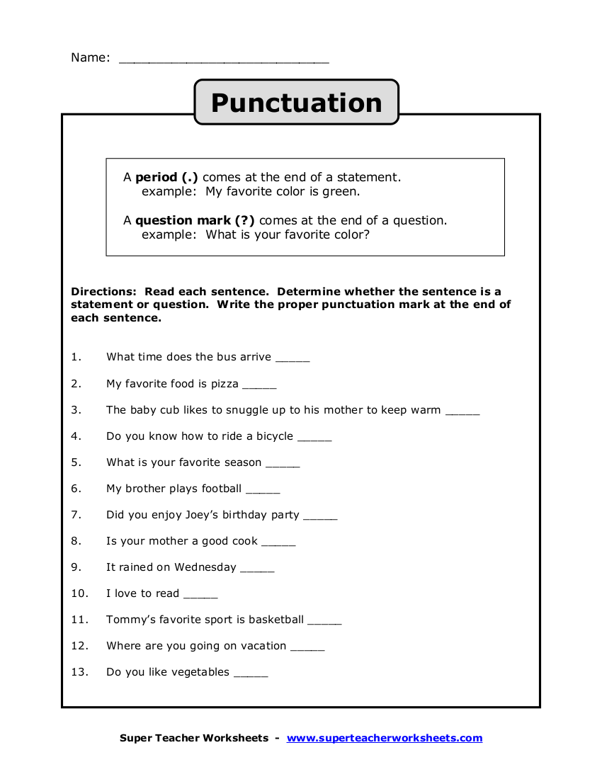 10 Punctuation Worksheet Examples In PDF Examples