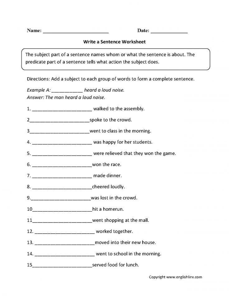 12 3Rd Grade Sentence Structure Worksheets Parts Of A Sentence 