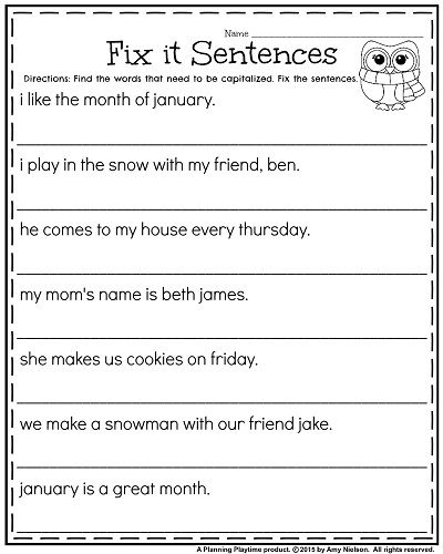 1st Grade Worksheets For January First Grade Worksheets First Grade 