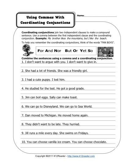 20 Conjunction Worksheet 5th Grade Simple Template Design