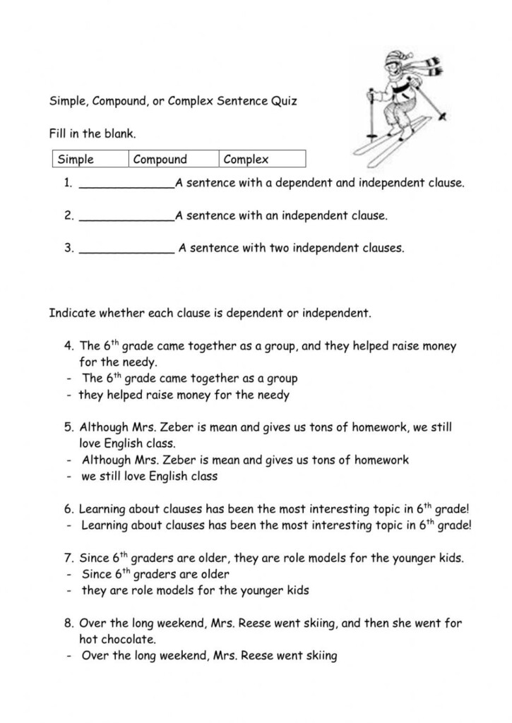 30 Simple Compound Complex Sentences Worksheet Education Template