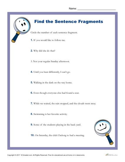 32 Sentence Fragments Worksheet Answers Worksheet Resource Plans