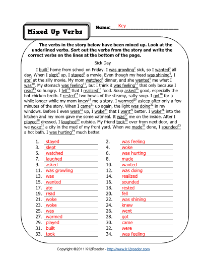 3rd CCSS Mixed Up Verbs