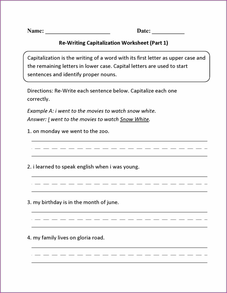 3rd Grade Capitalization And Punctuation Worksheets Worksheet 