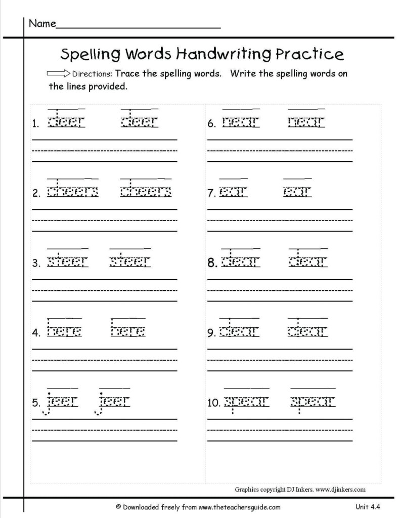 3Rd Grade Handwriting Worksheets Db excel