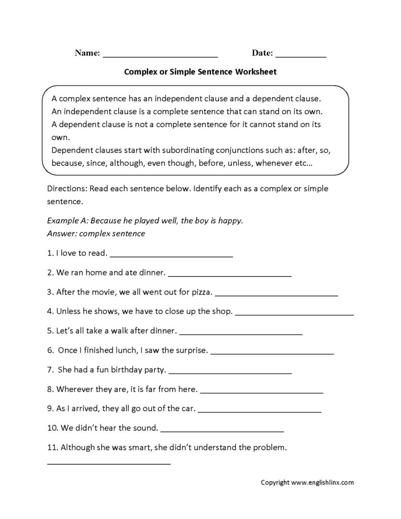 4 Worksheet Free Grammar Worksheets Third Grade 3 Sentences Simple 