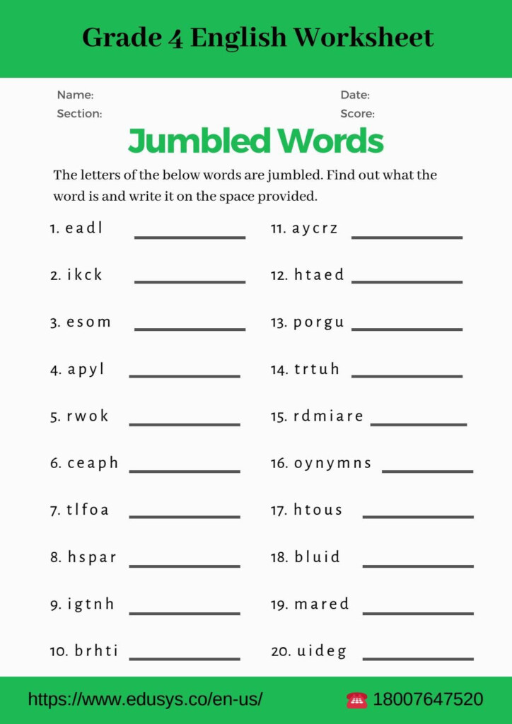 4th Grade Grammar Worksheets Pdf In 2020 Jumbled Words Vocabulary 