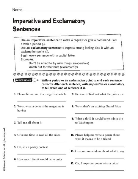 4th Grade Imperative Sentence Worksheets Pdf Worksheetpedia