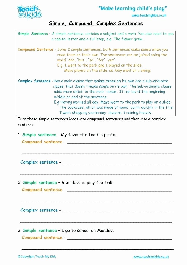 50 Compound Sentences Worksheet Pdf Chessmuseum Template Library