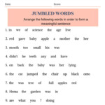 5th grade english worksheet on jumble words Jumbled Words Grammar