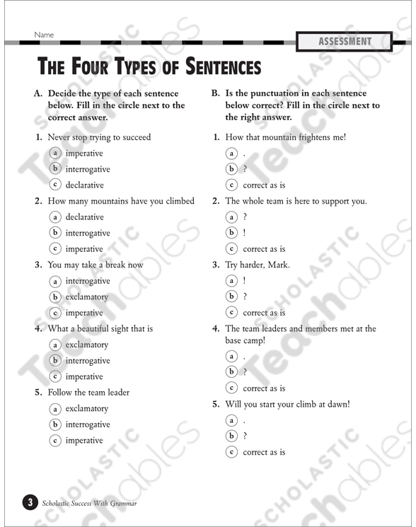 5th Grade Four Types Of Sentences Worksheet Spesial 5