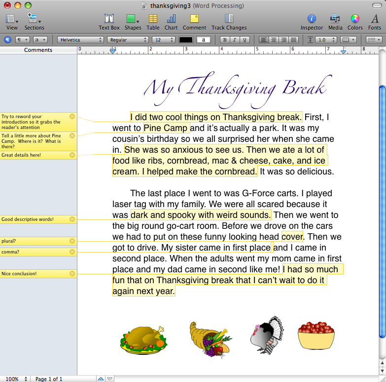 5th Grade Thanksgiving Writing Elementary Technology Lessons