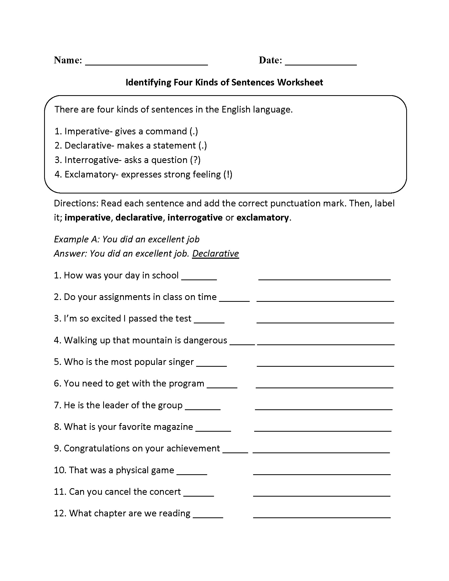 5th Grade Writing Complete Sentences Worksheets Worksheet Resume