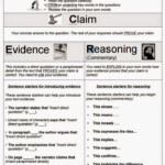 6th Grade English Practice Performance Tasks CER Sentence Starters