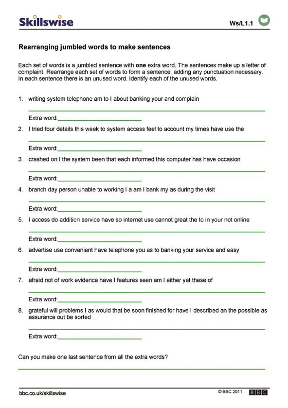 7th Grade Sentence Structure Worksheets With Answer Key Pdf 