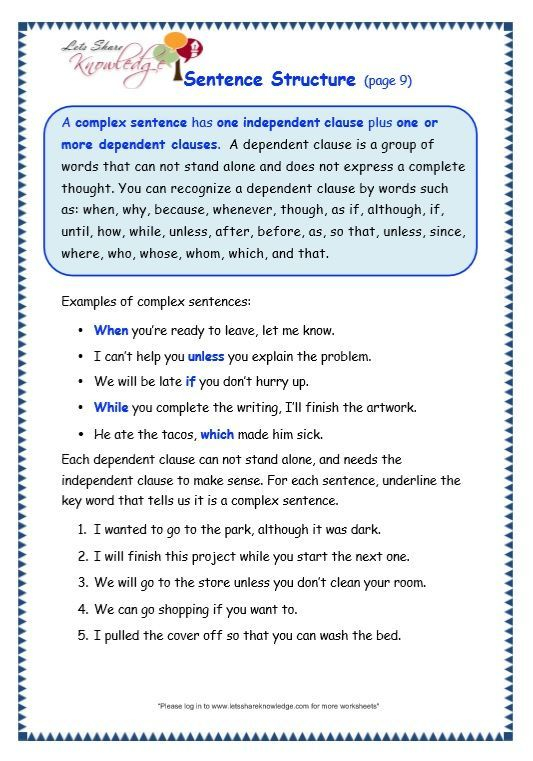 8th Grade Sentence Structure Worksheets Printable Worksheets Are A