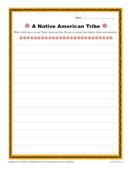 A Native American Tribe Middle School Writing Prompt Worksheet