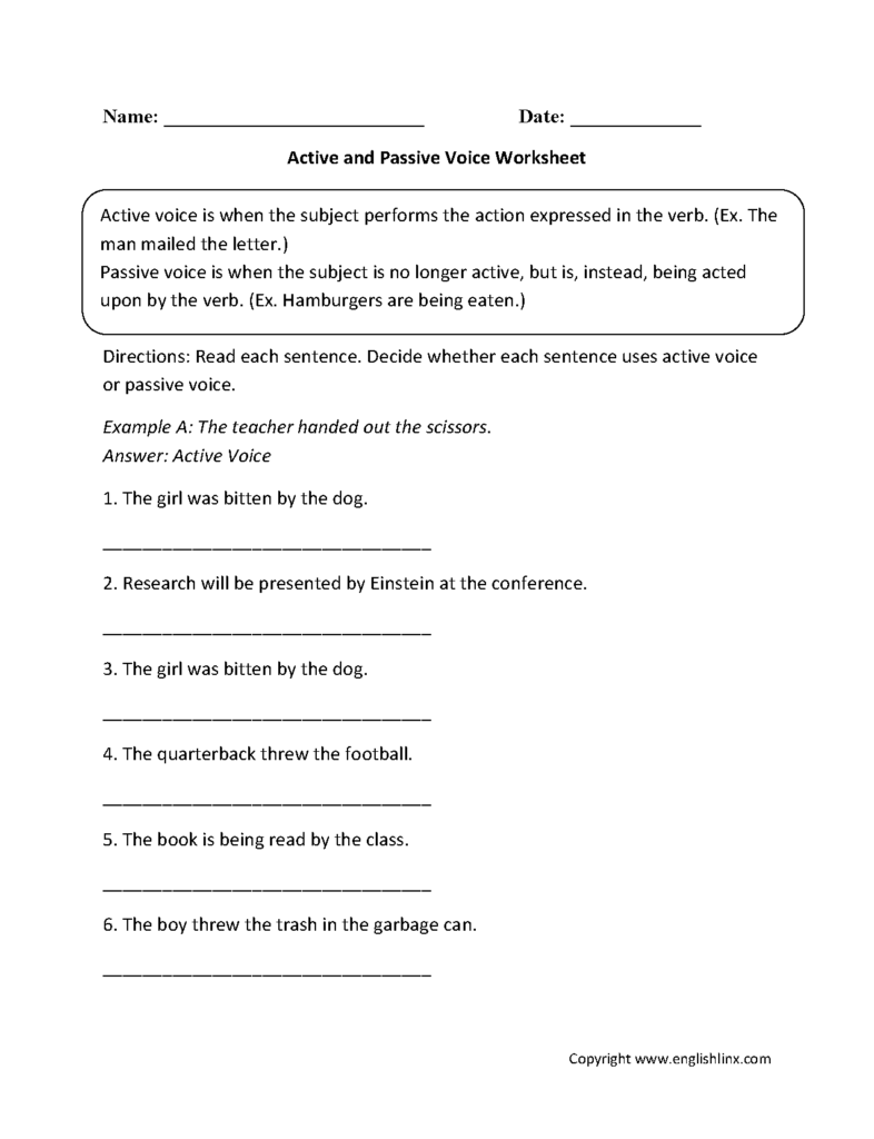 Active And Passive Voice Worksheet Active And Passive Voice Active 