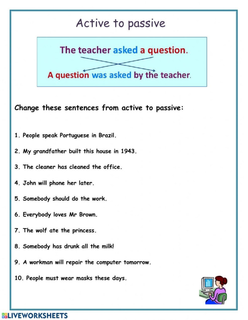 Active To Passive Interactive Worksheet Learn English Words Active 