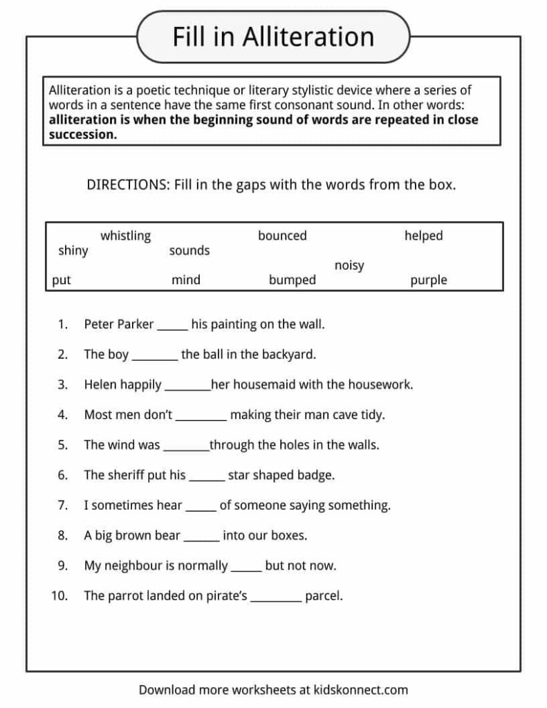 Alliteration Examples Definition Worksheets KidsKonnect 