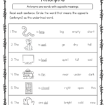 Antonyms Worksheets Opposite Antonyms Worksheets