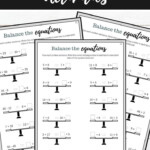 Balancing Equations Equivalent Number Sentence Activities Math