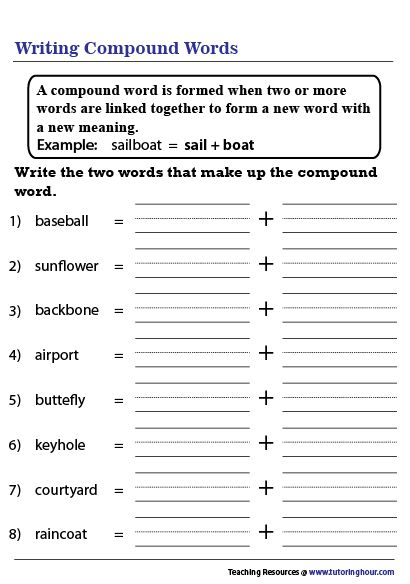 Breaking Down Compound Words Worksheet In 2020 Compound Words 