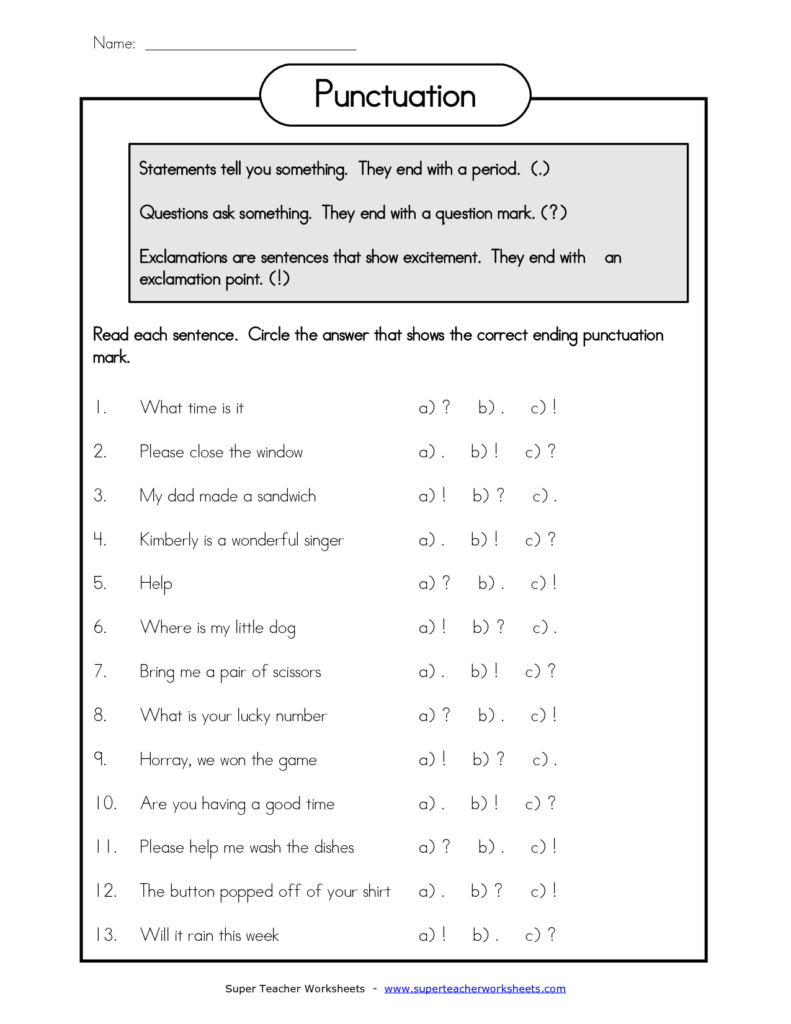 Capitalization And Punctuation Worksheets Pdf