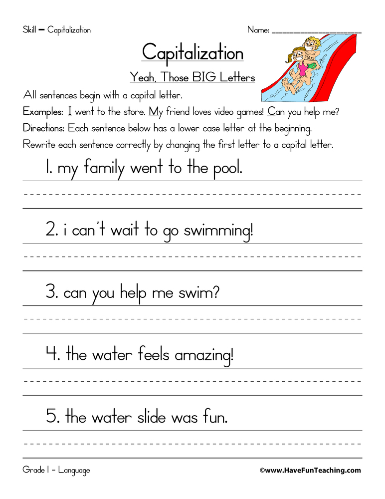 Capitalization Worksheet Beginning Of A Sentence Have Fun Teaching