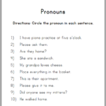 Circle The Pronouns Worksheet For First Grade Student Handouts