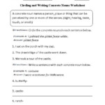 Circling And Writing Concrete Nouns Worksheet Simple Sentences