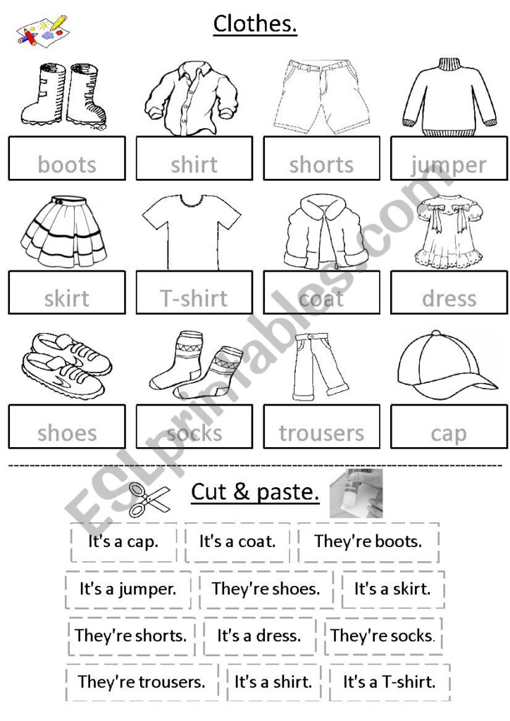 Clothes Cut Paste With Sentences ESL Worksheet By Silvigit