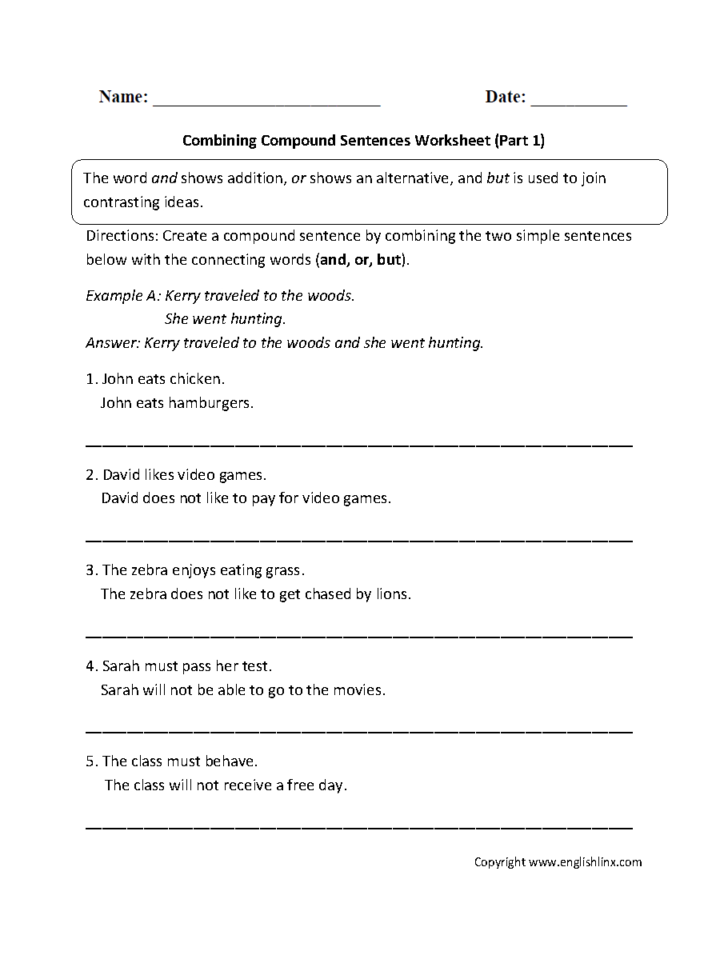 Combining Sentences 4Th Grade Worksheets Db excel