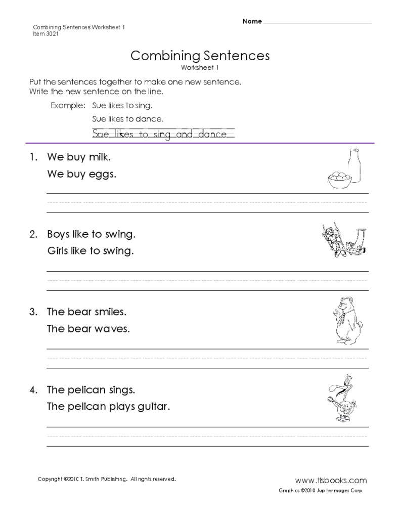 Combining Sentences Worksheet 1 Combining Sentences Complex 