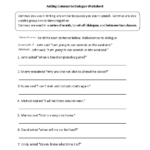 Commas Worksheets Adding Commas To Dialogue Worksheet