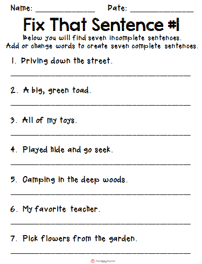 Complete And Incomplete Sentences Worksheet Free Worksheets Library 