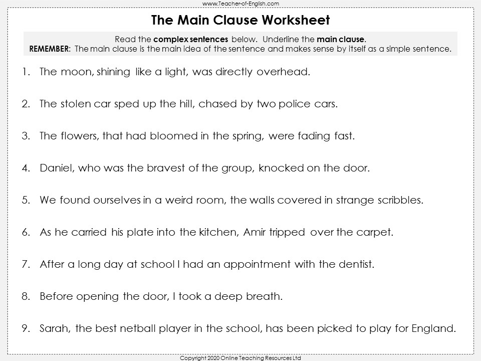 Complex Sentences KS2 And KS3 Teaching Resources