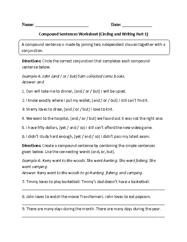 Complex Sentences Worksheet With Answer Key Kidsworksheetfun