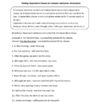 Complex Sentences Worksheets Finding Dependent Clauses Complex