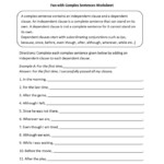 Complex Sentences Worksheets Fun With Complex Sentences Worksheet In