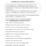 Complex Sentences Worksheets Identifying Clauses In Complex Sentences