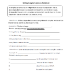 Complex Sentences Worksheets Writing Complex Sentences Worksheet