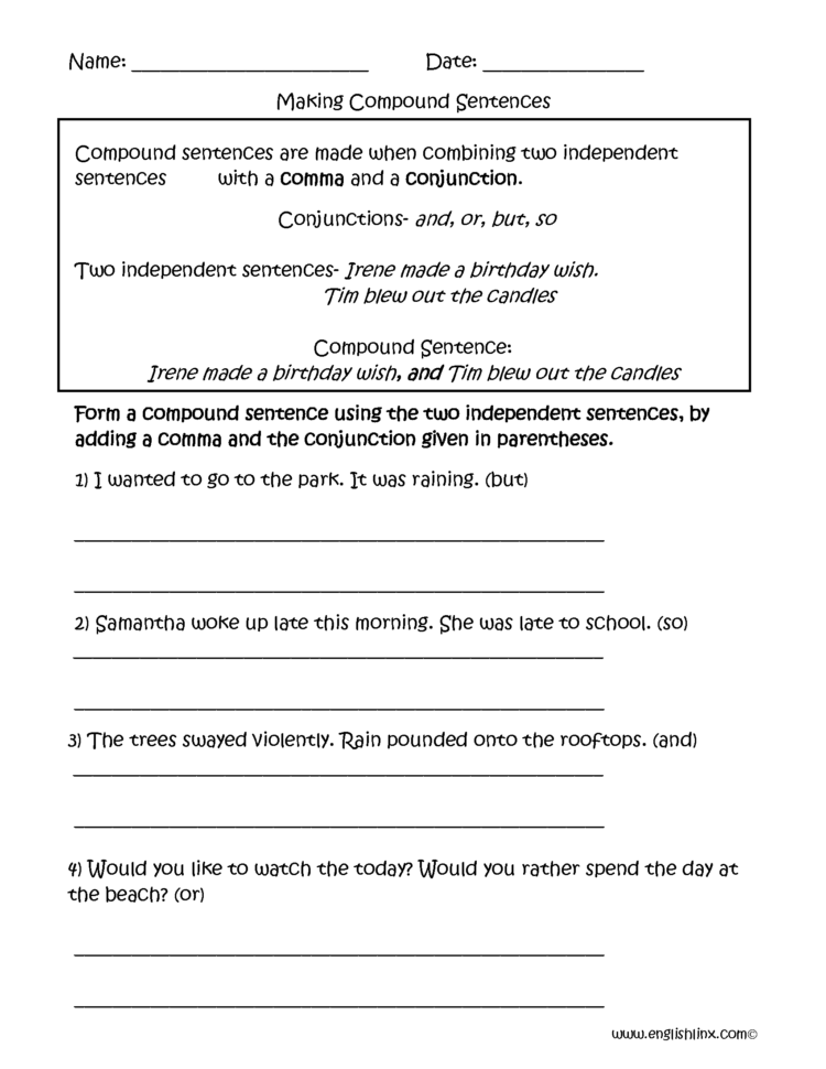 Compound And Complex Sentences Worksheet Db excel