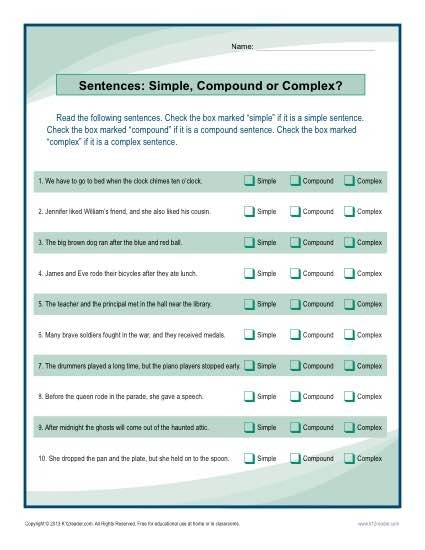Compound And Complex Sentences Worksheets With Answers Worksheets Master