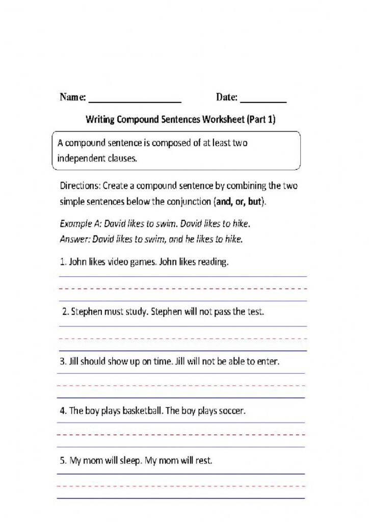 Compound Sentences Worksheet For 8th Jr High