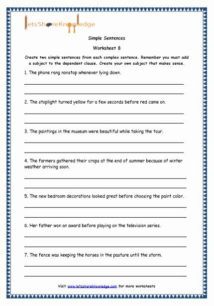 Compound Sentences Worksheet With Answers Luxury Grade 4 English 