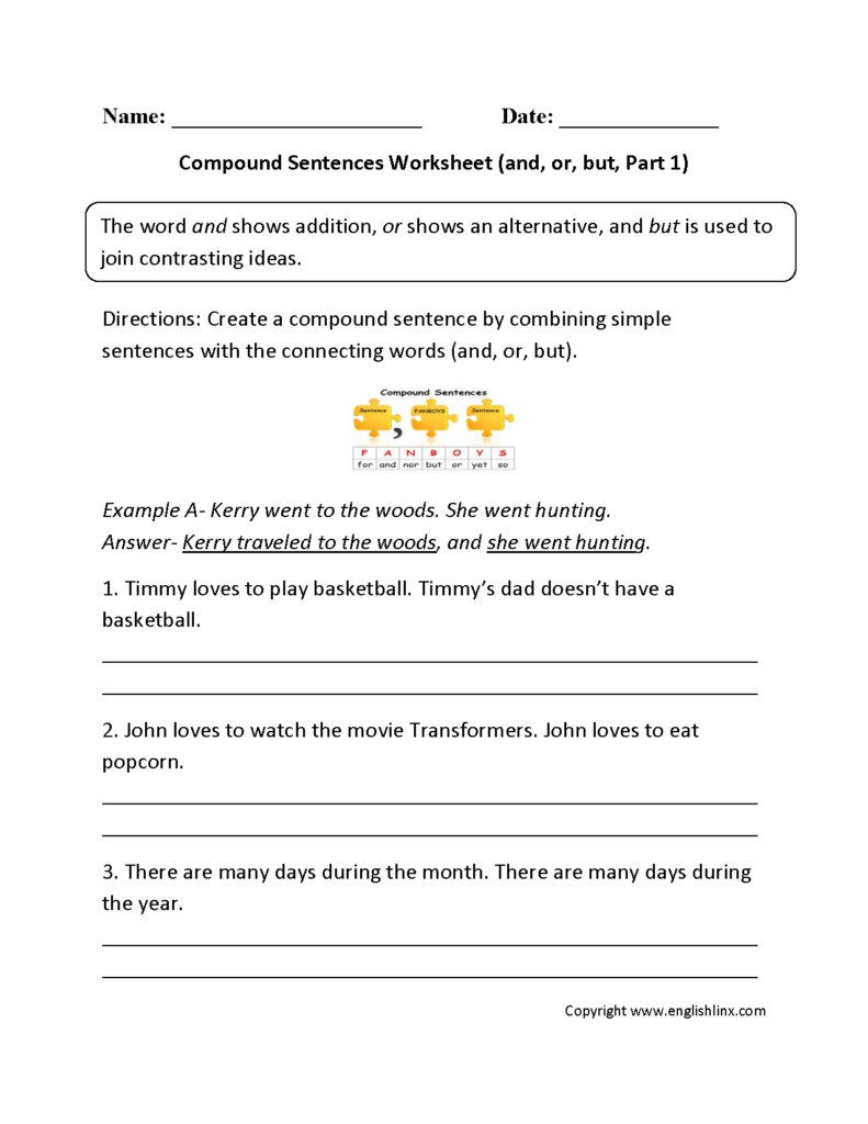 Compound Sentences Worksheets And Or But Compound Sentences Worksheet